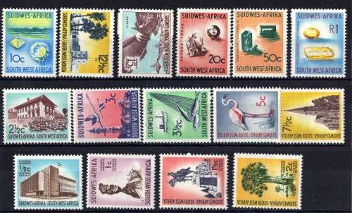 SOUTH WEST AFRICA 1961 DEFIN SET OF 15 UMM (**). SACC 199-213. CAT R1244. (SACC 2023-25)