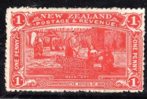 NEW ZEALAND 1906 N.Z. EXHIBITION 1d VERMILLION MINT NO GUM. SG 371. CAT 16 POUNDS.