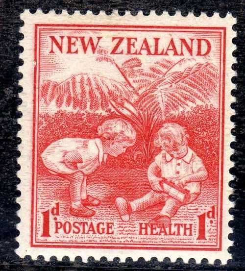 NEW ZEALAND 1938 HEALTH 1d + 1d SCARLET MOUNTED MINT. SG 610. CAT 9,50 POUNDS.