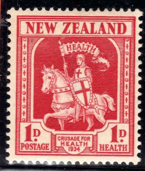 NEW ZEALAND 1934 HEALTH 1d + 1d CARMINE UNMOUNTED MINT. SG 555. CAT 11 POUNDS.