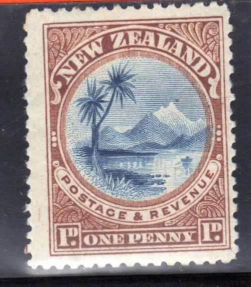 NEW ZEALAND 1898 DEFIN 1d BLUE AND YELLOW BROWN MOUNTED MINT. SG 247. CAT 6 POUNDS.