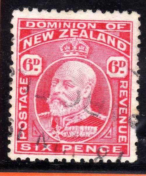 NEW ZEALAND 1909 DEFIN 6d CARMINE PERF 14 FINE USED. SG 398. CAT 10 POUNDS.