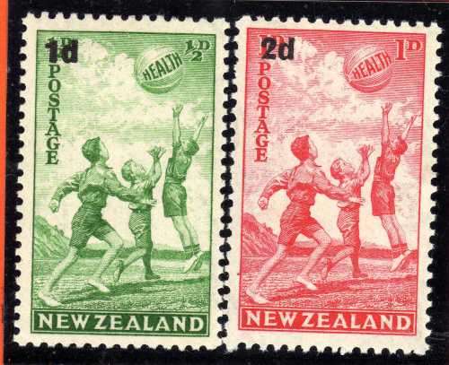 NEW ZEALAND 1939 HEALTH STAMPS SET OF 2 LIGHTLY MOUNTED MINT. SG 611-612. CAT 12 POUNDS.