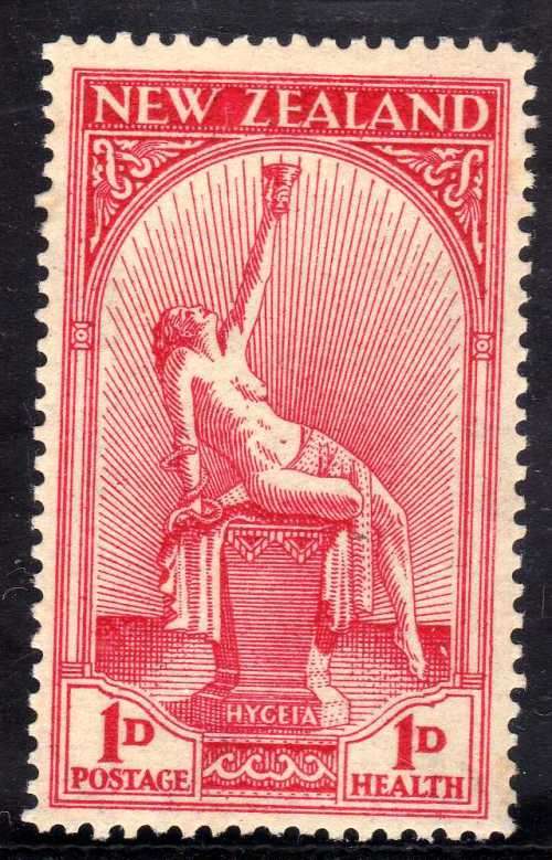 NEW ZEALAND 1932 HEALTH STAMP 1d + 1d FINE LIGHTLY MOUNTED MINT. SG 552. CAT 25 POUNDS.
