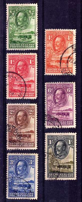 BECHUANALAND 1932 DEFINITIVE PART SET OF 7 VERY FINE USED. SACC 94-100. CAT R854.