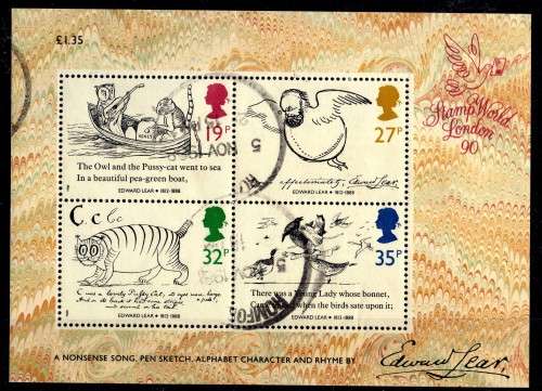 GREAT BRITAIN 1988 "EDWARD LEAR" MINI SHEET FINE USED. SG MS 1409. CAT 3,50 GBP.