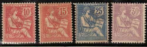 FRANCE 1902 "MOUCHON" REDRAWN 4 STAMPS MOUNTED MINT. SG 309-310, 312 & 313. CAT 477 POUNDS.