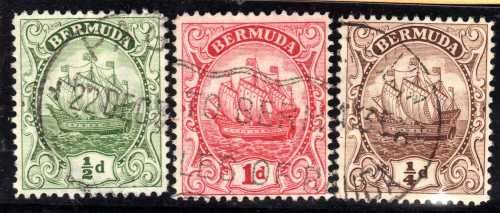 BERMUDA 1910 DEFIN 1/4d, 1/2d & 1d VERY FINE USED. SG 44a, 77 & 78. CAT 5,10 POUNDS.