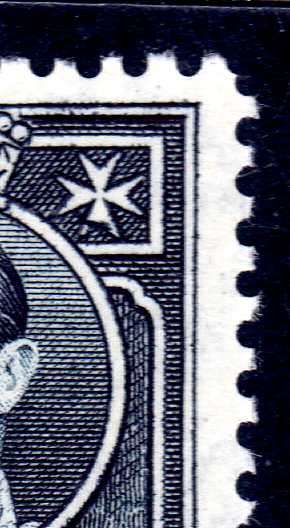 MALTA 1938 DEFIN 1,5d SLATE-BLACK LMM WITH BROKEN CROSS VARIETY. SG 220ba. CAT 80 POUNDS.