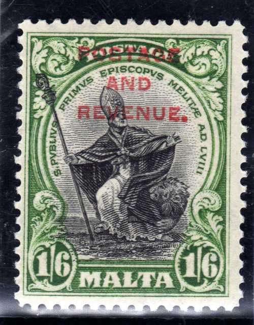 MALTA 1928 "POSTAGE AND REVENUE" OPTD 1/6d FINE MOUNTED MINT. SG 187. CAT 14 POUNDS.