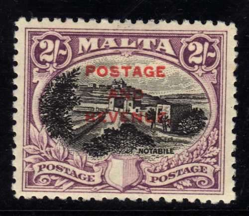 MALTA 1928 "POSTAGE AND REVENUE" OPTD 2/- FINE MOUNTED MINT BUT THIN SPOT. SG 188. CAT 27 POUNDS.