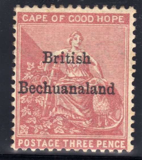 BECHUANALAND 1885-87 COGH STAMP OVPT "BRITISH BECHUANALAND" 3d LMM. SACC 2. CAT R1000.