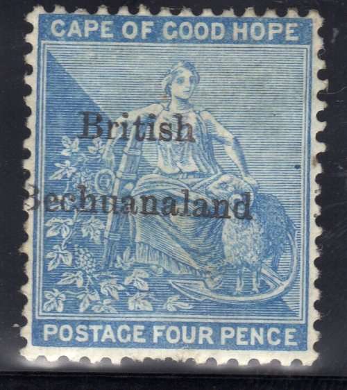 BECHUANALAND 1885-87 COGH STAMP OVPT "BRITISH BECHUANALAND" 4d LMM. SACC 3. CAT R2000.