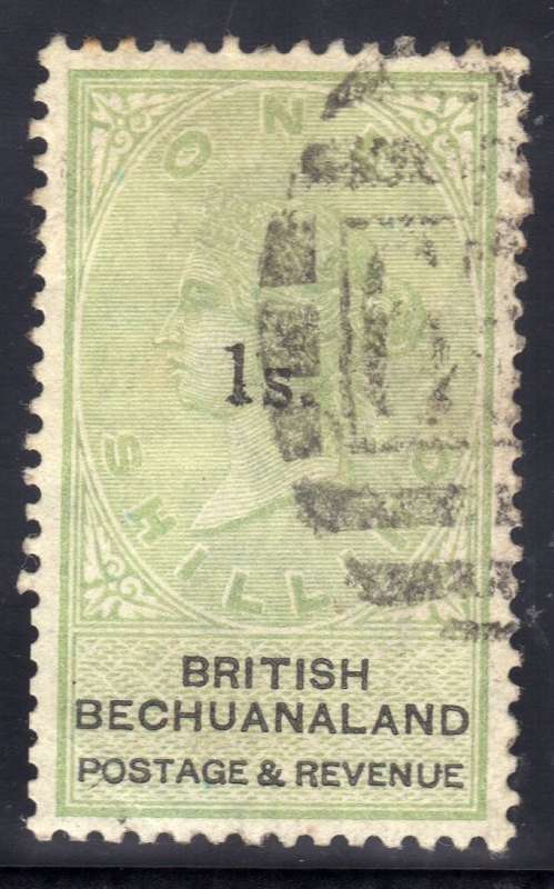 BECHUANALAND 1888 1/- SURCHARGED 1/- IN BLACK VERY FINE USED. SACC 26. CAT R2500.