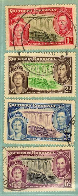 SOUTHERN RHODESIA 1937 CORONATION SET OF 4 V.F.U. SACC 38-41. CAT R250. (SACC 2017/18)