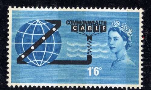 GREAT BRITAIN 1963 "OPENING OF COMPAC" 1/6d PHOSPHOR BANDS LMM. SG 645p. CAT 16 POUNDS.