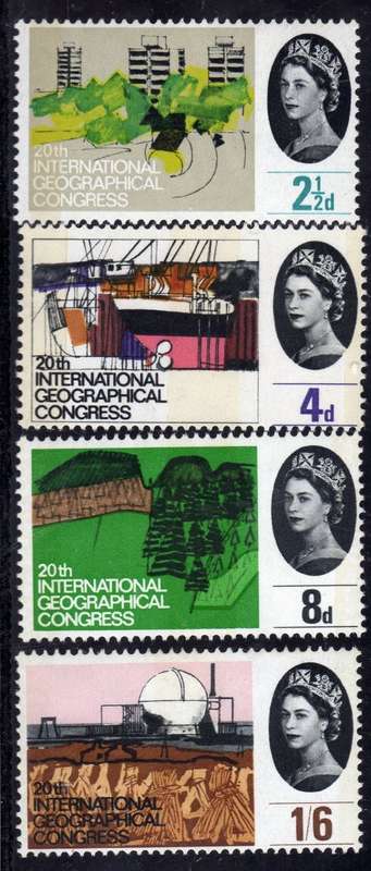 GREAT BRITAIN 1964 "20TH GEOGRAPHICAL CONGRESS" PHOSPHOR SET OF 4 MINT. SG 651p-654p. CAT 30 POUNDS.