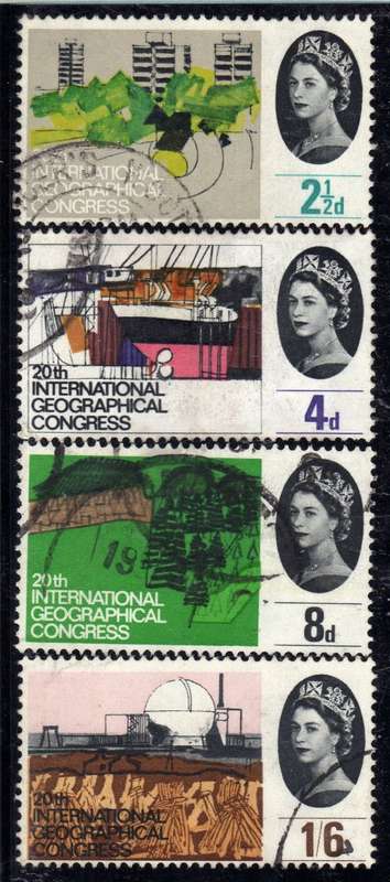 GREAT BRITAIN 1964 "20TH GEOGRAPHICAL CONGRESS" ORD SET OF 4 USED. SG 651-654. CAT 4.50 POUNDS.