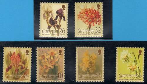 GUERNSEY 2005 "FLOWER PAINTINGS" SET OF 6 UMM. SG 1065-1070. CAT 5,50 POUNDS.