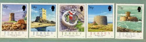JERSEY 2005 "COASTAL TOWERS" SET OF 5 UMM. SG 1235-1239. CAT 5,85 POUNDS.