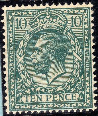 GREAT BRITAIN 1924-26 KGV DEFIN 10d TURQUOISE-BLUE UMM. SG 428. CAT 85 POUNDS.