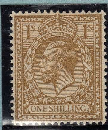 GREAT BRITAIN 1924-26 KGV DEFIN 1/- BISTRE-BROWN LMM. SG 429. CAT 22 POUNDS.