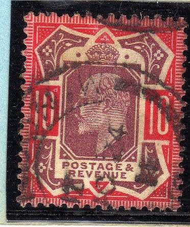 GREAT BRITAIN 1911-13 DEFIN 10d DULL PURPLE AND SCARLET VERY FINE USED. SG 309. CAT 75 POUNDS.