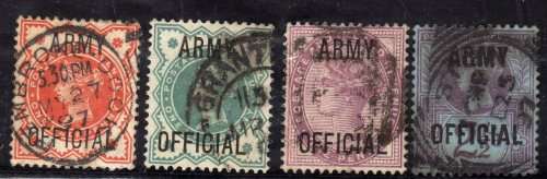 GREAT BRITAIN 1896 ARMY OFFICIAL PART SET OF 4 (1/2d-2,5d) FINE - VFU. SG O41-O44. CAT 60 POUNDS.