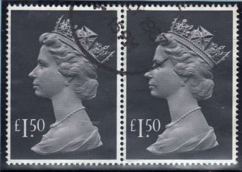 GREAT BRITAIN 2.9.1986 1,50 POUND DEFIN PAIR VFU. SG 1026e. CAT 10 POUNDS.