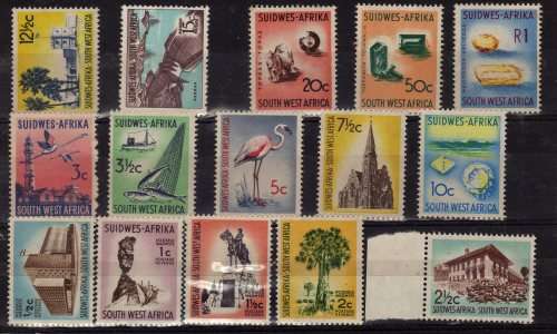 SOUTH WEST AFRICA 1961 DEFIN SET OF 15 UMM (**). SACC 199-213. CAT R1244. (SACC 2023-25)