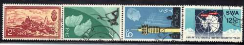 SOUTH WEST AFRICA 1971 "REPUBLIC RSA 10 YEARS" SET OF 4 VFU. CAT R141. (SACC 2015)