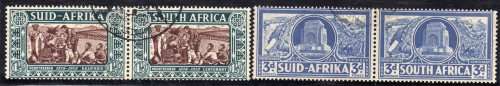 SOUTH AFRICA 1938 VOORTREKKER CENT MEM FUND PART SET OF 2 PAIRS . SACC 77-78. CAT R180.