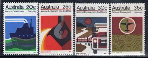 AUSTRALIA 1973 NATIONAL DEVELOPMENT (2ND SERIES) SET OF 4 UMM. SG 541-44. CAT 6,75 POUNDS.