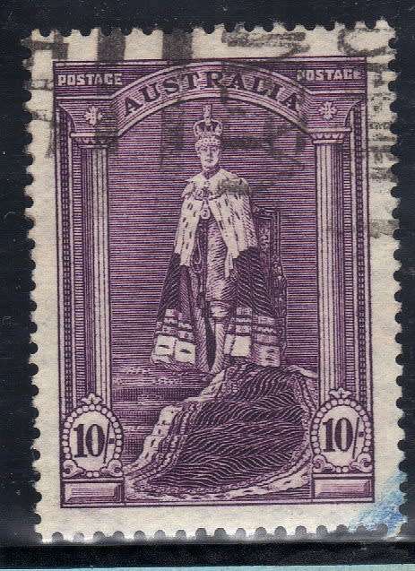 AUSTRALIA 1937 DEFINITIVE 10/- FINE USED. SG 177. CAT 17 POUNDS.