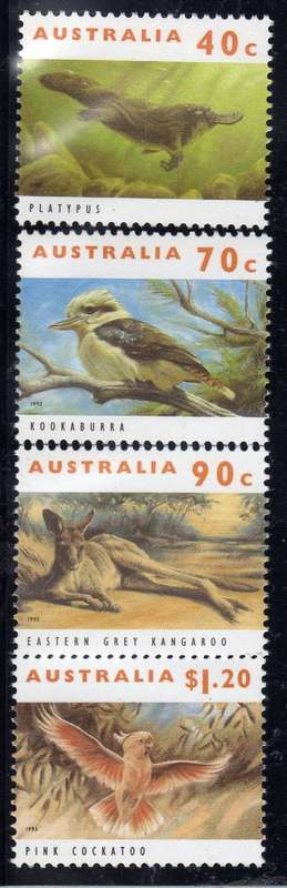 AUSTRALIA 12.8.1993 4 ADD VALUES TO AUSTRALIAN WILDLIFE SERIES UMM. CAT 9 POUNDS.