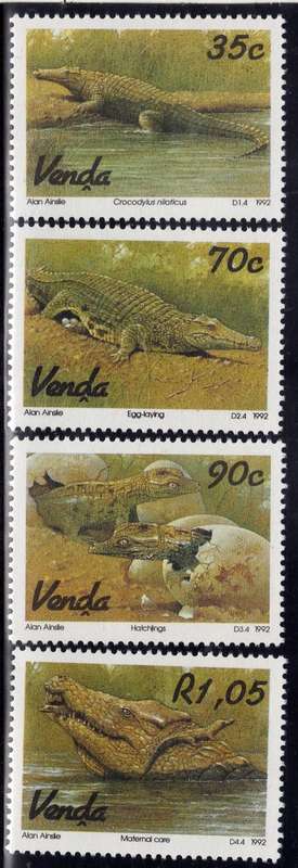 VENDA 1992 CROCODILE FARMING SET OF 4 UMM. SACC 250-253. SG 243-6. CAT R58. 5,50 POUNDS.