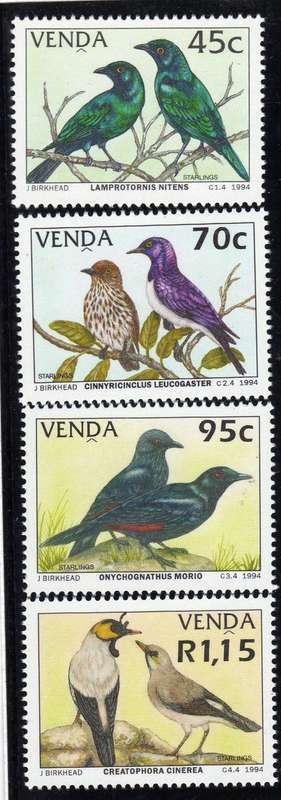 VENDA 1994 STARLINGS SET OF 4 UMM. SACC 276-279. CAT R125.