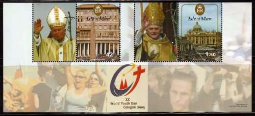 ISLE OF MAN 2005 "20TH WORLD YOUTH DAY" MINI SHEET UMM. SG MS 1257. CAT 4 POUNDS.