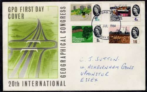 GREAT BRITAIN 1964 "20TH GEOGRAPHICAL CONGRESS" ORD SET OF 4 ON CLEAN FDC. SG 651-654. CAT 22 POUNDS
