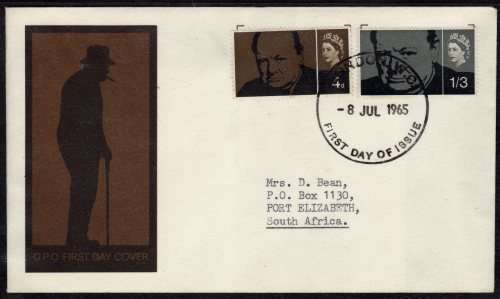 GREAT BRITAIN 1965 "CHURCHILL COMM" SET OF 2 ORDINARY ON FDC VFU. SG 661-662. CAT 7 GBP