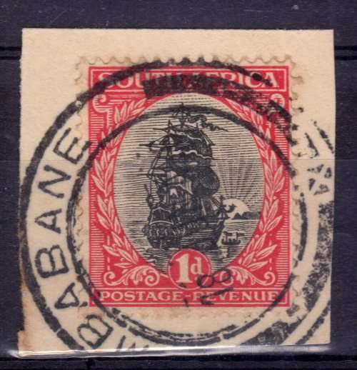 SWAZILAND - SOUTH AFRICA 1926 1d SHIP SUPERB USED ON PIECE WITH MBABANE POSTMARK.