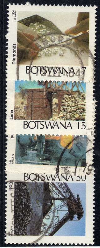 BOTSWANA 1984 MINING INDUSTRY SET OF 4 V.F.U. SG 554-7. CAT 12 POUNDS.
