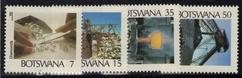 BOTSWANA 1984 MINING INDUSTRY SET OF 4 UMM. SG 554-7. CAT 10 POUNDS.