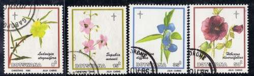 BOTSWANA 1986 "FLOWERS OF OKAVANGO" SET OF 4 VFU. SG 604-607. CAT 14 POUNDS