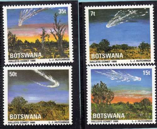 BOTSWANA 1986 "HALLEY'S COMET" SET OF 4 V.F.U. SG 595-8. CAT 6 POUNDS.