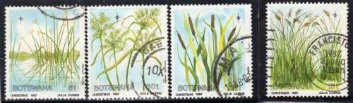 BOTSWANA 1987 "GRASSES AND SEDGES OF OKAVANGO" SET OF 4 V.F.U. SG 639-42. CAT 6,25 POUNDS.