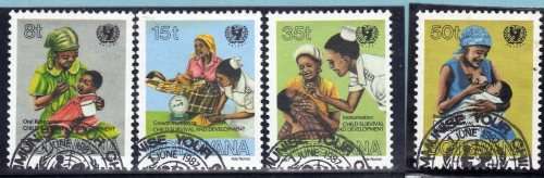 BOTSWANA 1987 "UNICEF CHILD SURVIVAL" SET OF 4 V.F.U. SG 615-8. CAT 7 POUNDS.