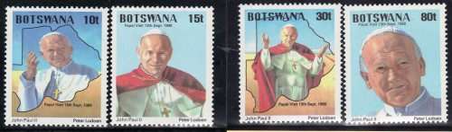 BOTSWANA 1988 "VISIT OF POPE JOHN PAUL II" SET OF 4 UMM. SG 657-660 CAT 9,50 POUNDS.