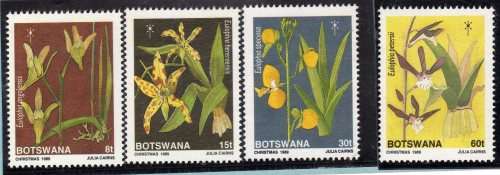 BOTSWANA 1989 "CHRISTMAS ORCHIDS" SET OF 4 UMM. SG 682-5 CAT 8 POUNDS.
