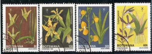 BOTSWANA 1989 "CHRISTMAS ORCHIDS" SET OF 4 VFU. SG 682-685 CAT 8,50 POUNDS.